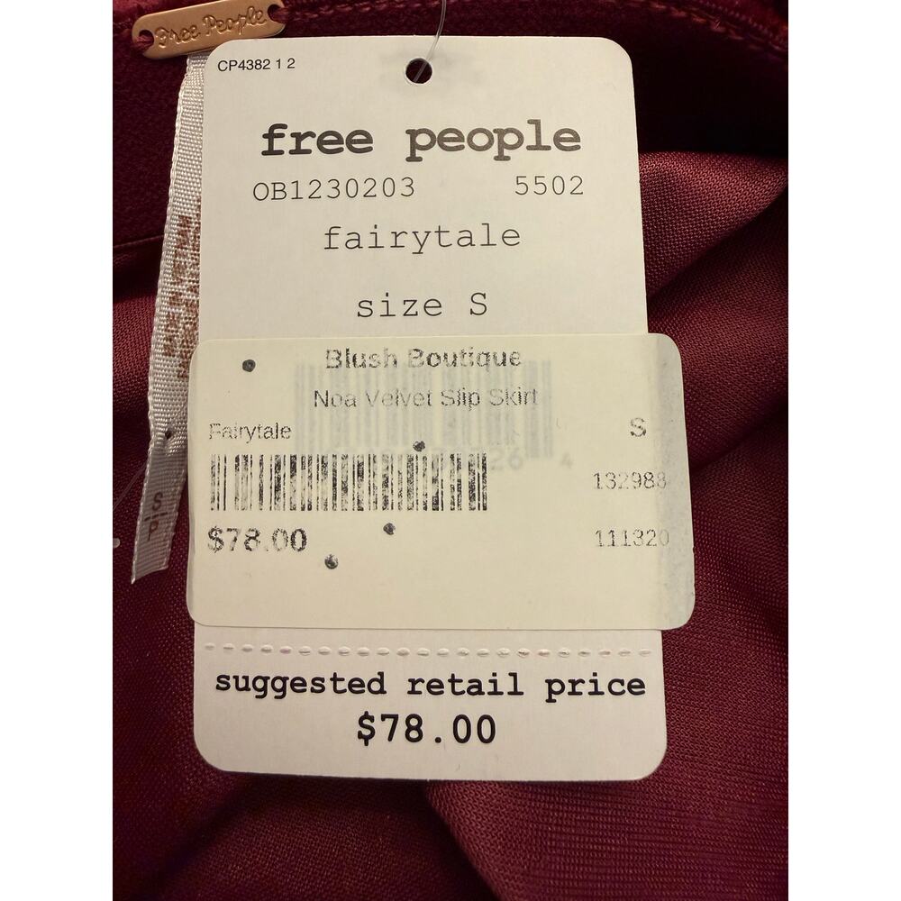 Free People Noa Velvet Slip Skirt Sz Small Fairytale Red Maxi Boho Romantic NWT - Picture 6 of 10